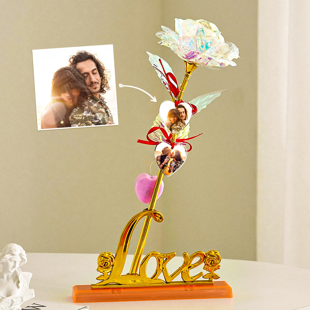 Photo Personnalisée Rose Fleur Artificielle Galaxy Rose Cadeau Créatif Pour Femme - soufeelfr