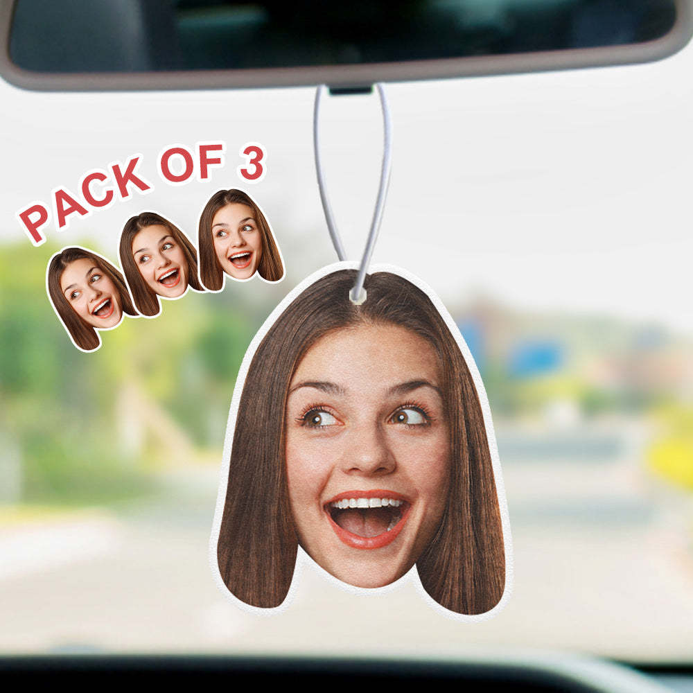 Ornement De Rétroviseur De Désodorisant De Voiture De Visage Personnalisé 3pcs Cadeaux Drôles De Désodorisant - soufeelfr