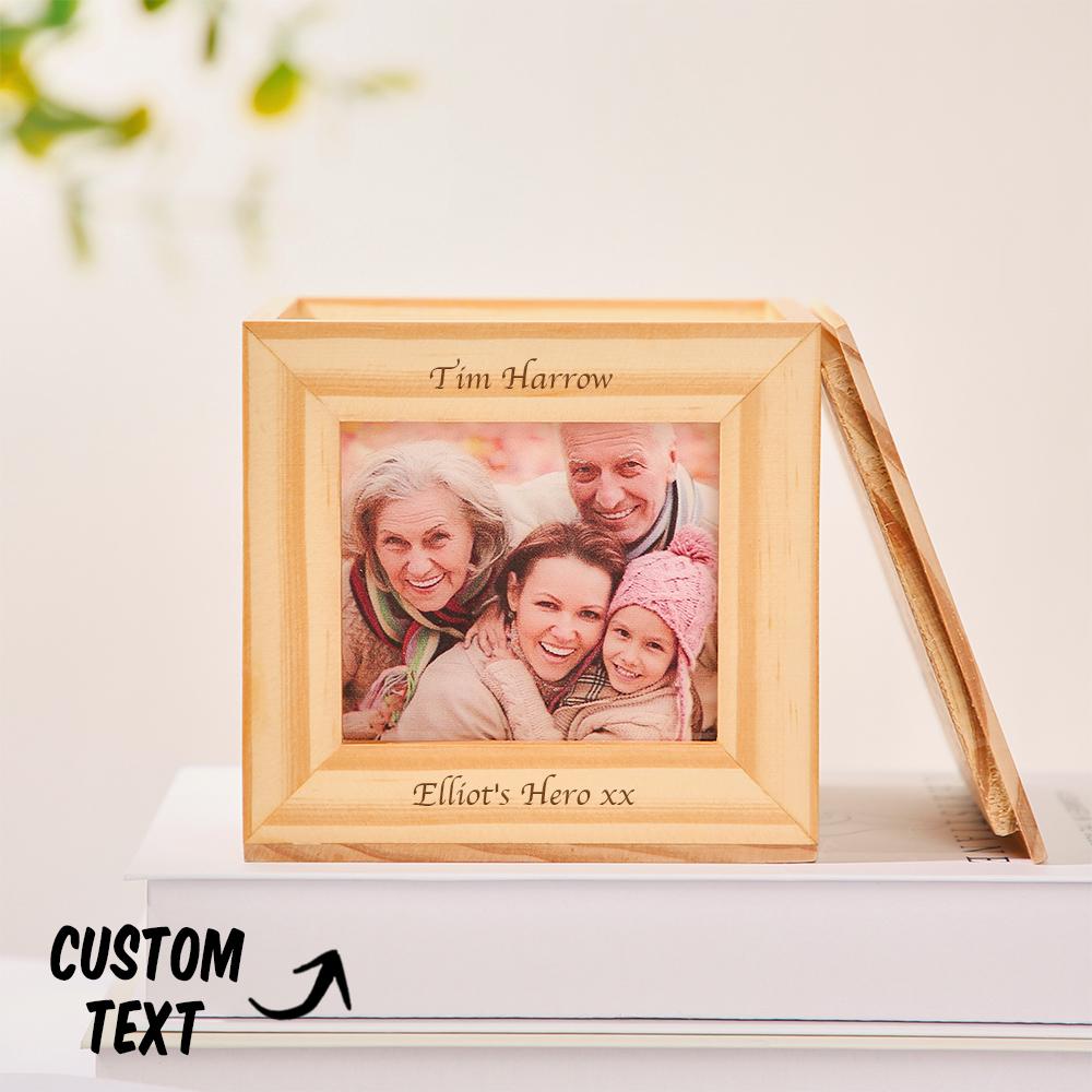 Photo Faite Sur Commande Et Cadeaux Commémoratifs De Boîte D'affichage De Photo De Cadre De Photo En Bois Gravé