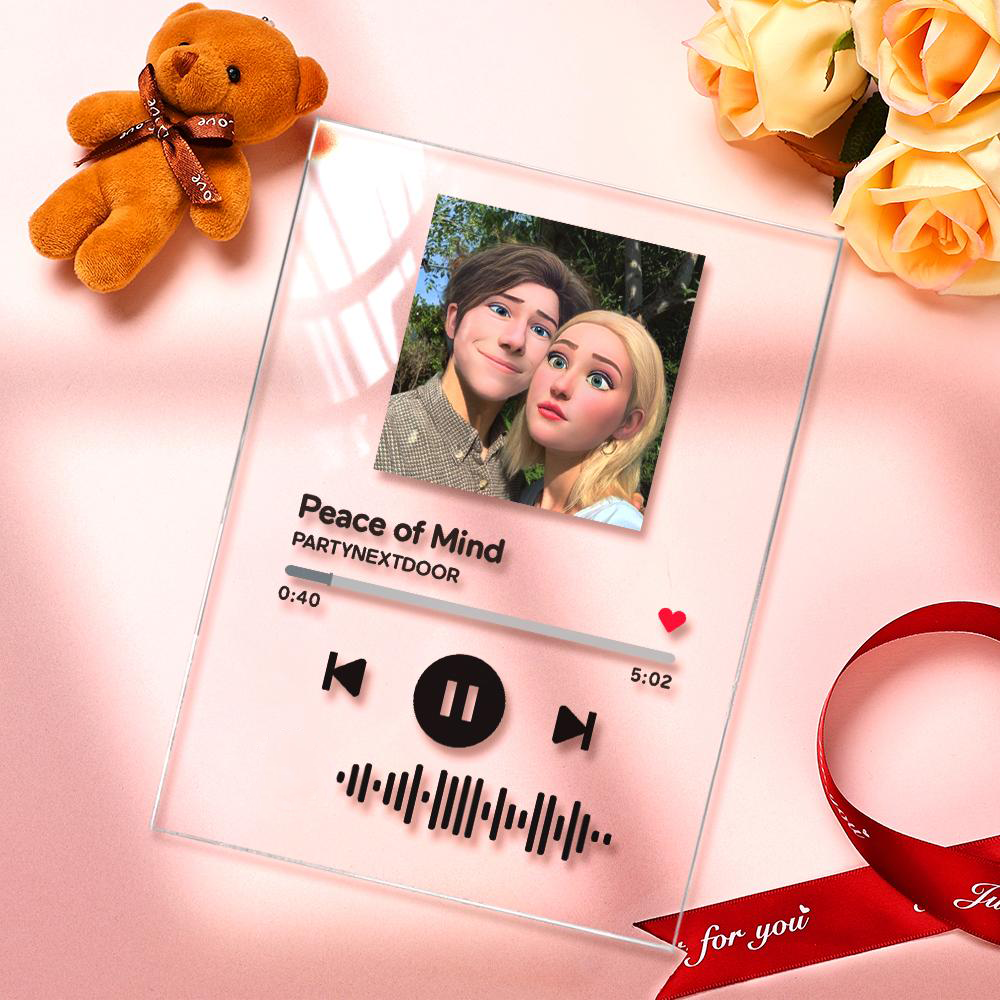 Numérisable Musique Code Comique Filtre Plaque Porte-clés Musique Et Photo Acrylique Cadeaux Pour Couple - soufeelfr