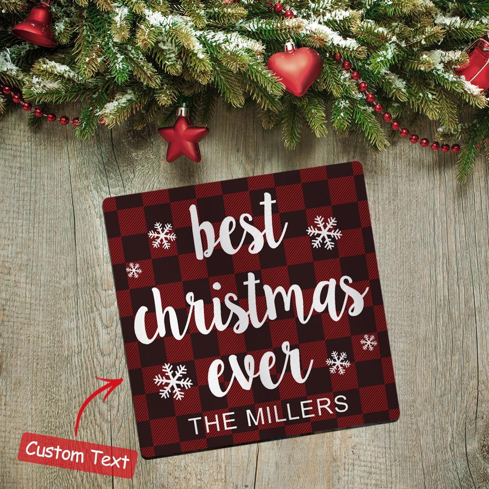 Texte Personnalisé Sous-verres Carré Rouge Cadeau De Noël À Carreaux