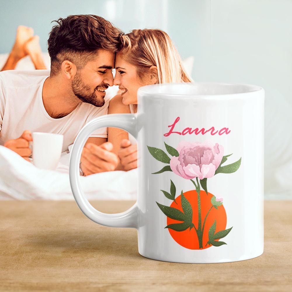 Tasse De Fleur Personnalisée Avec Tasse Gravée De Nom