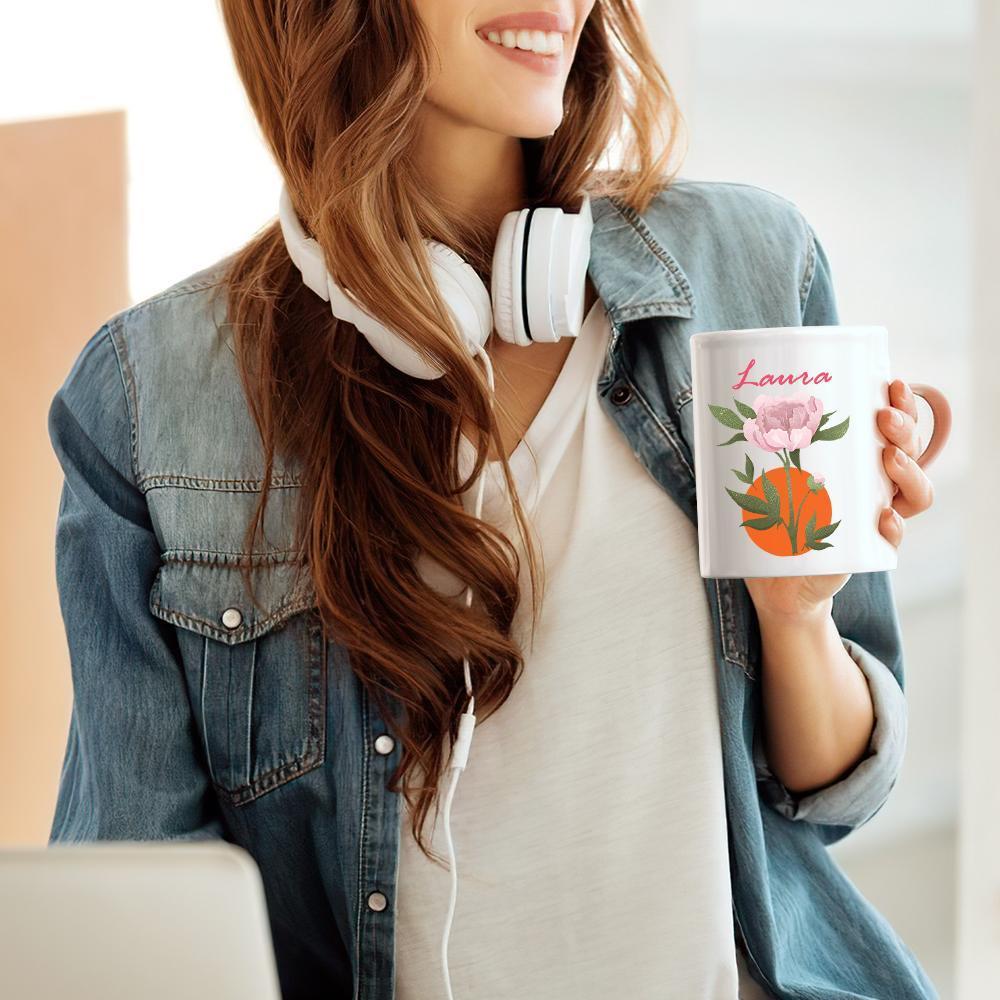 Tasse De Fleur Personnalisée Avec Tasse Gravée De Nom