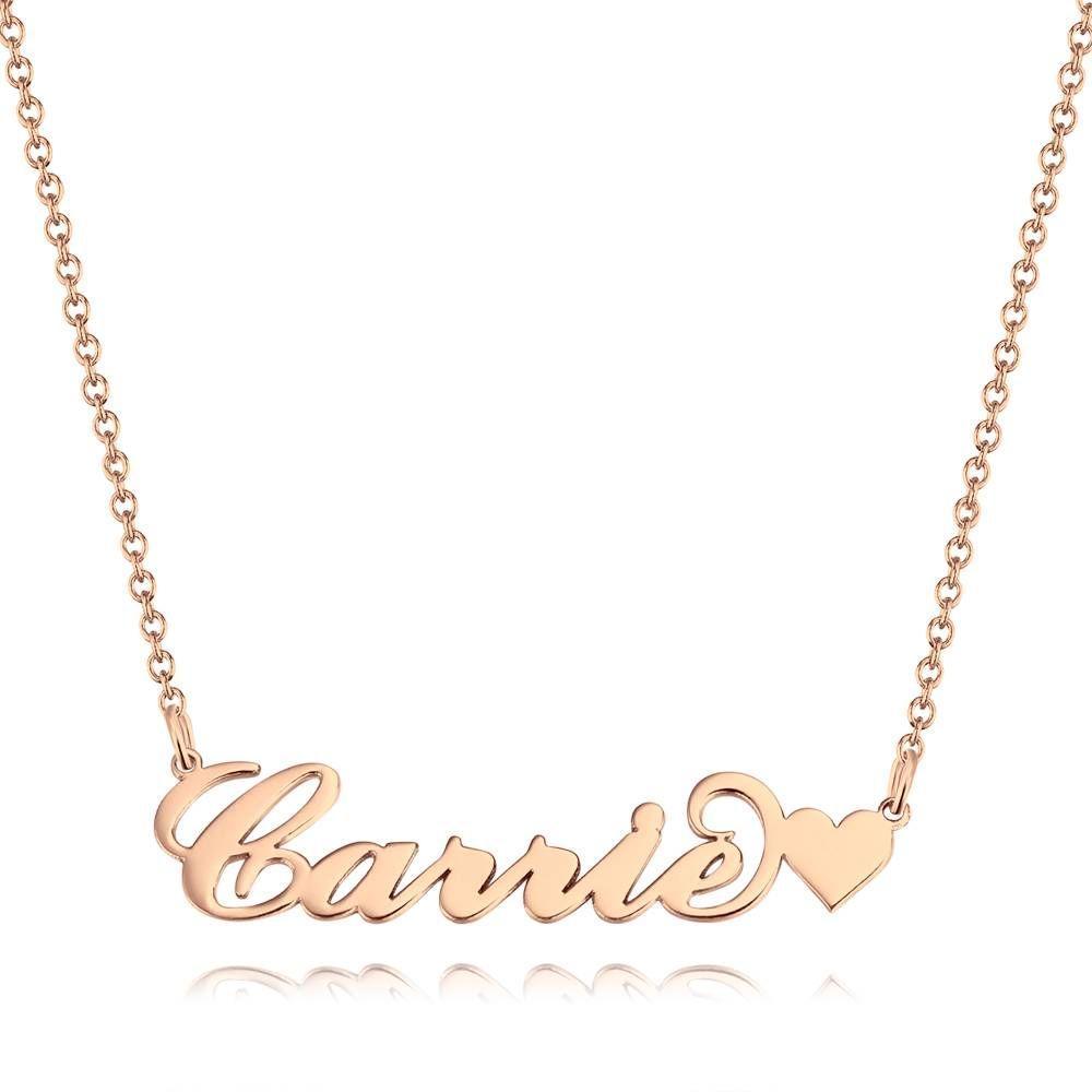 Collier Prenom Collier Prénom Style Carrie Avec Petit Coeur Or Rose