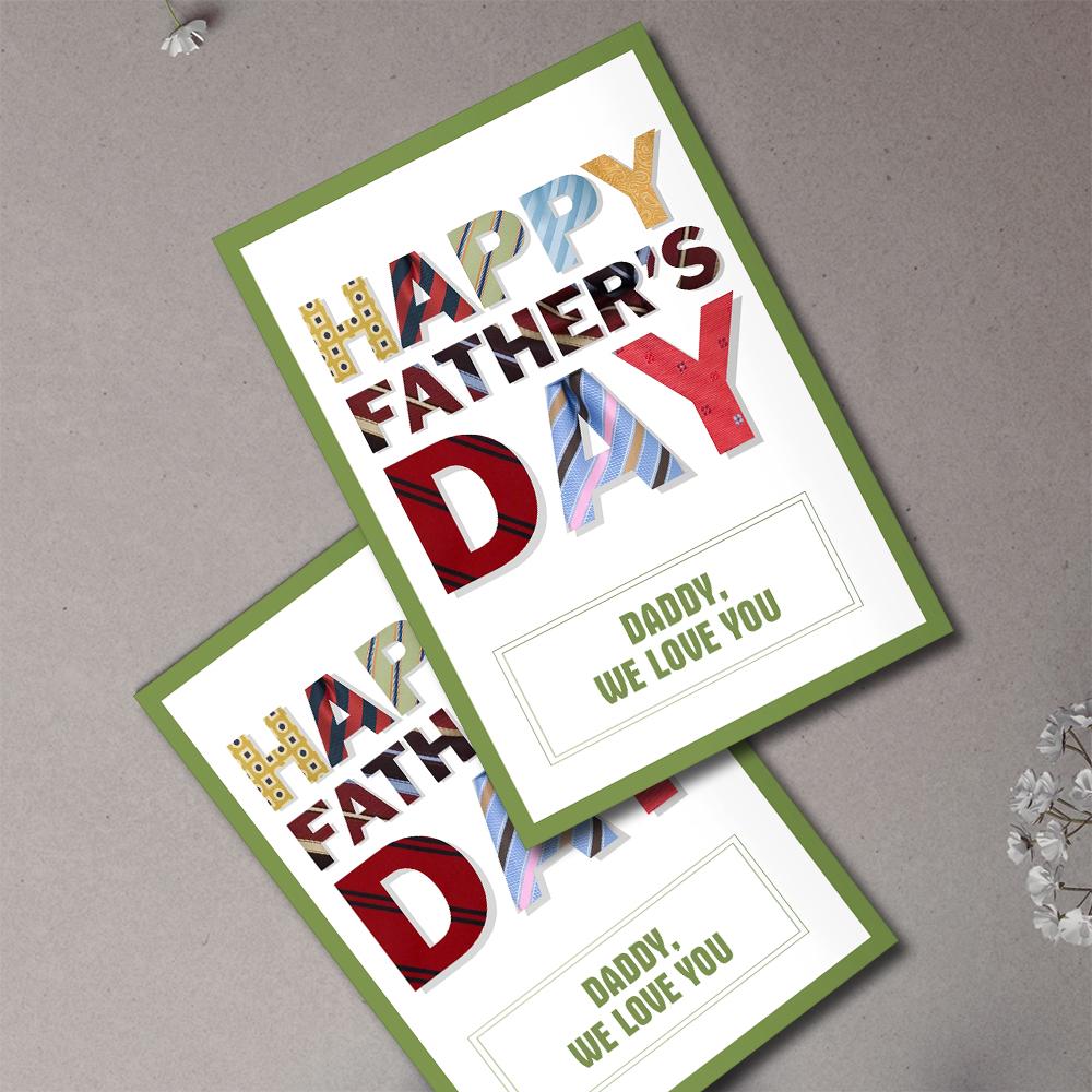 Carte De Voeux Classique Happy Father's Day Avec Texte Personnalisé Papa Nous T'aimons