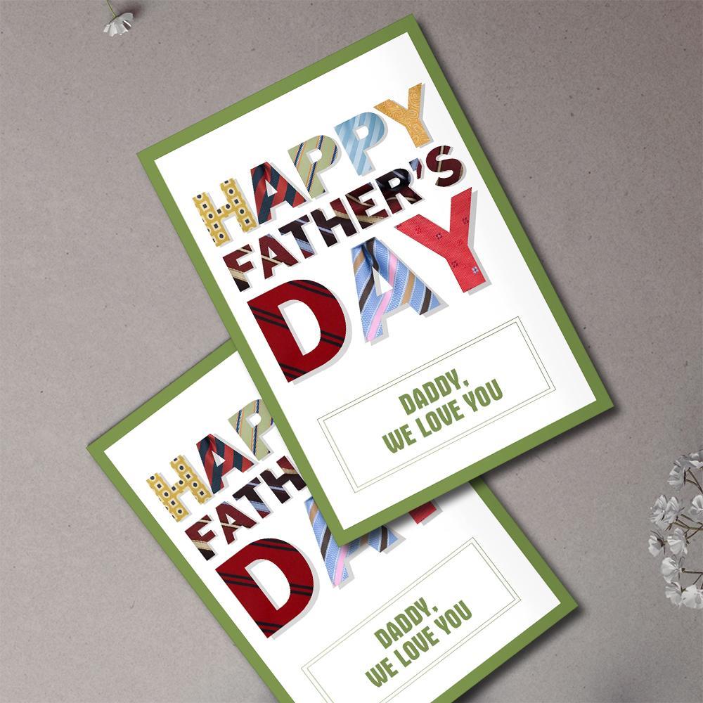 Carte De Voeux Classique Happy Father's Day Avec Texte Personnalisé Papa Nous T'aimons - soufeelfr