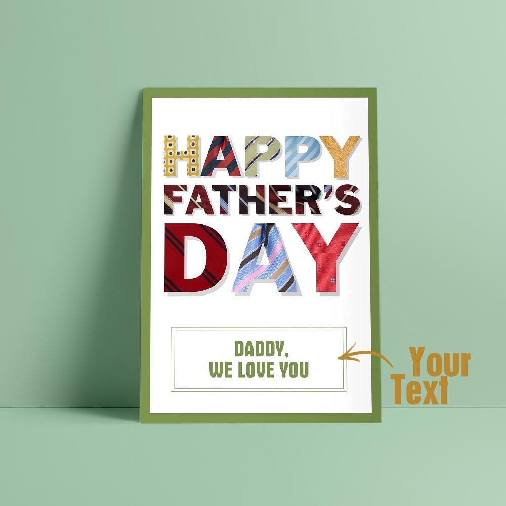 Carte De Voeux Classique Happy Father's Day Avec Texte Personnalisé Papa Nous T'aimons - soufeelfr