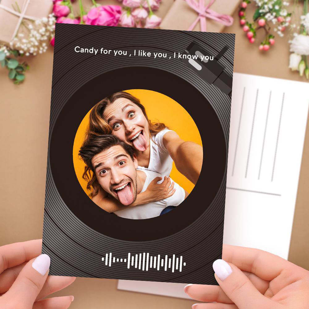 Scannable Music Code Music Cards Vinyl Record Style With Your Love Song For Couple