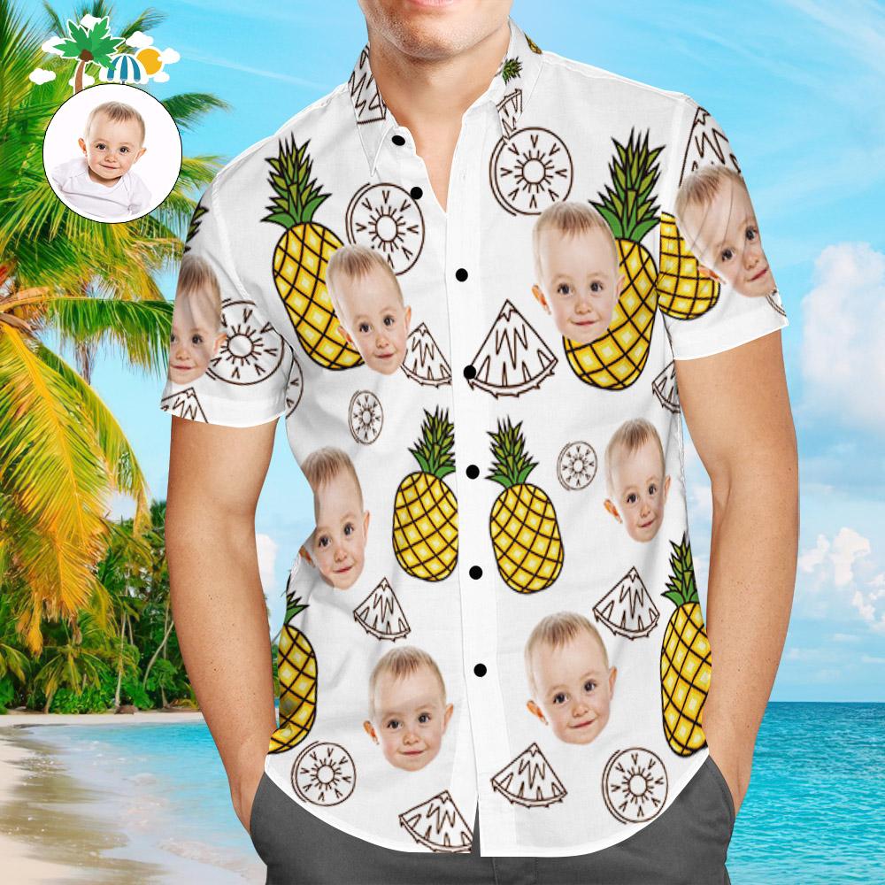 Chemise De Visage Personnalisée Chemise Hawaïenne Pour Homme Ananas Drôle