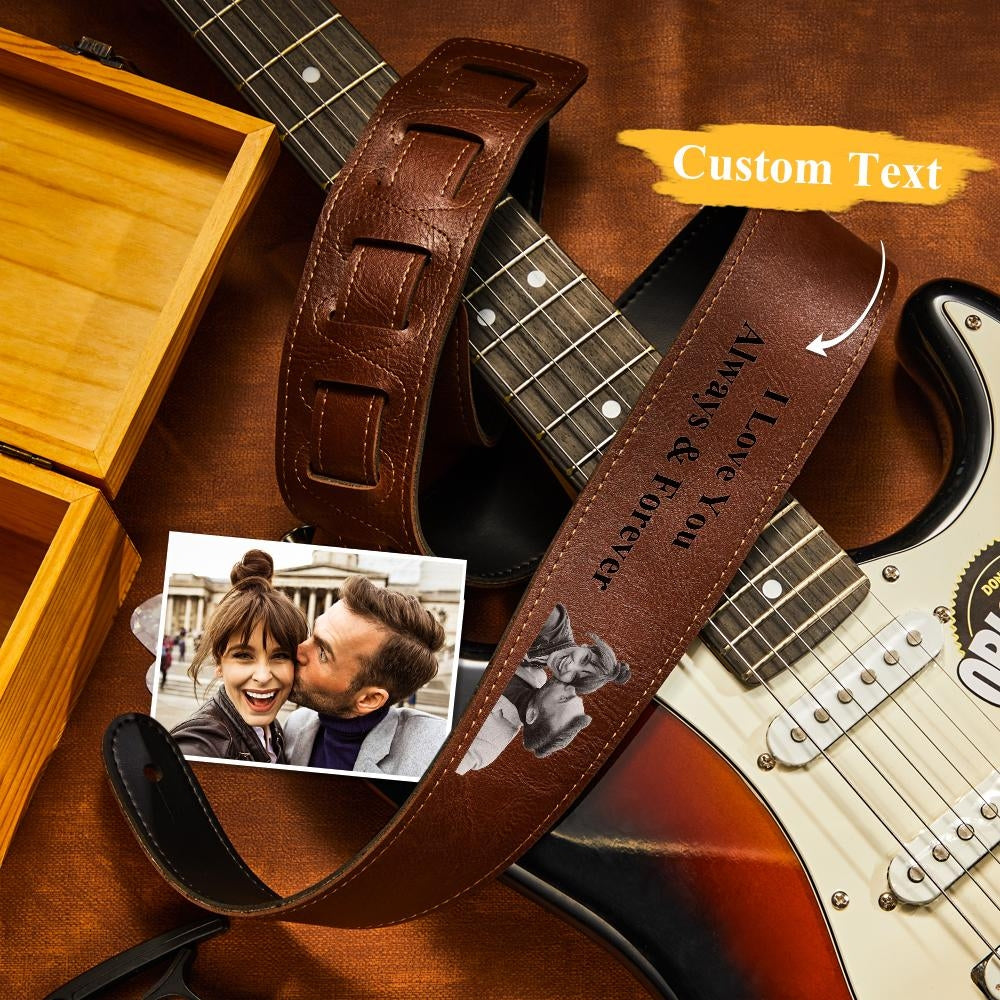 Sangle De Guitare Avec Photo Gravée Sur Mesure Sculpture D'ombre Cadeaux Uniques