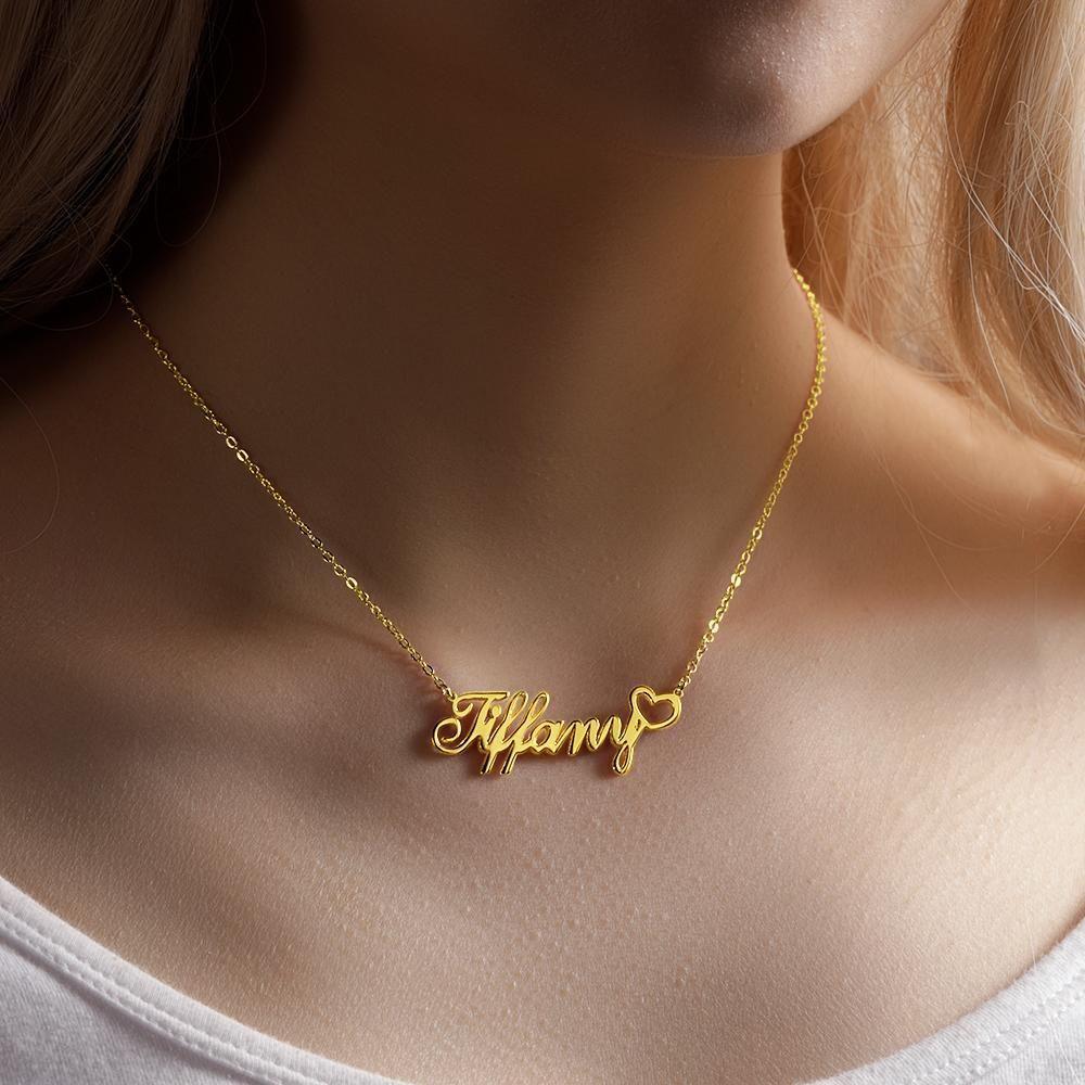Collier Prenom Collier Prénom Personnalisé Avec Petit Coeur, Cadeaux Pour Elle