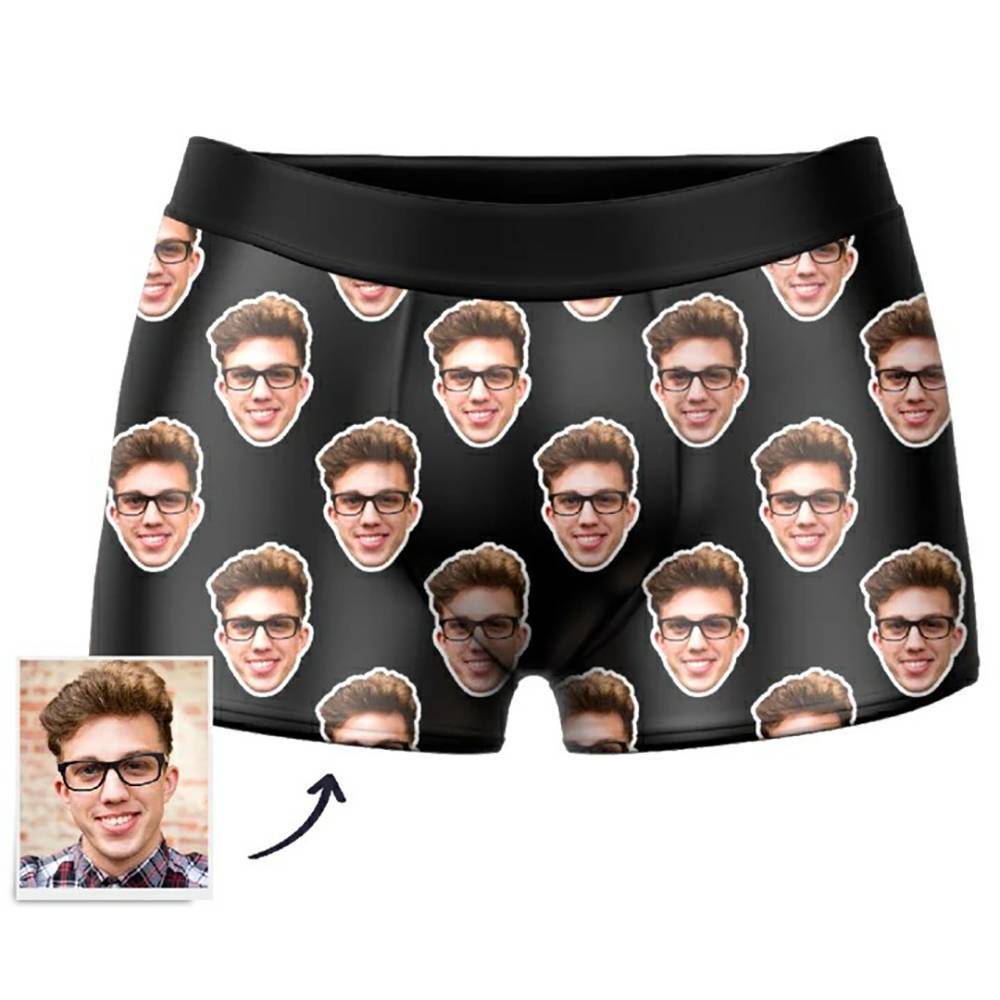 Culotte Boxer Photo Personnalisé, Sous-vêtements Un Visage - Hommes