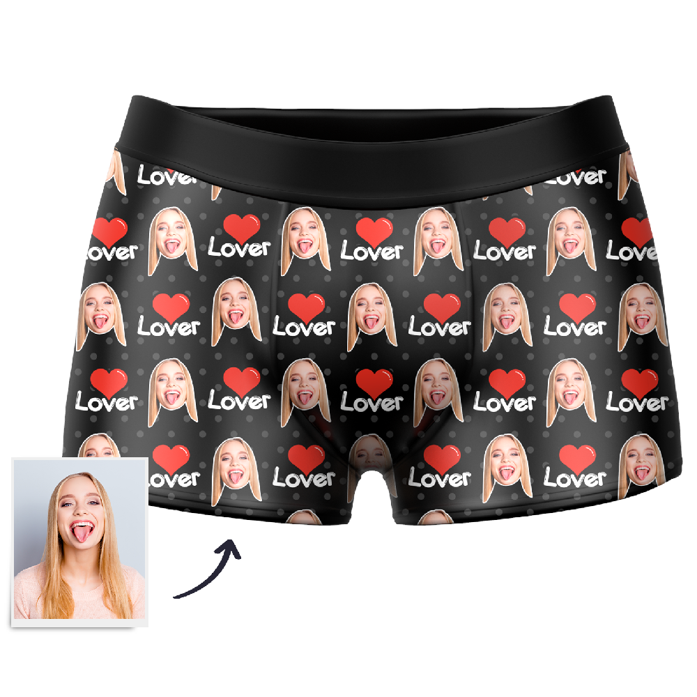 Aperçu En Ligne 3d Du Culotte Boxer Coloré Visage Personnalisé Pour Hommes - Amour