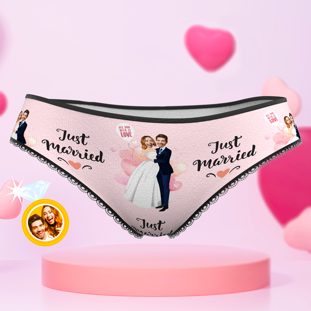 Cadeau Personnalisé De Culotte De Sous-vêtements De Visage Juste Marié Pour Le Couple De Mariage - soufeelfr