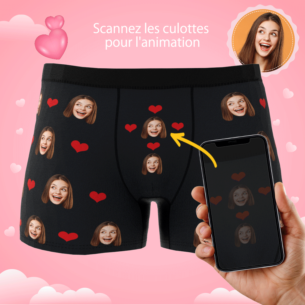 Boxer Face Coeur Personnalisé Aperçu En Ligne 3d Cadeaux Saint Valentin Pour Petit Ami
