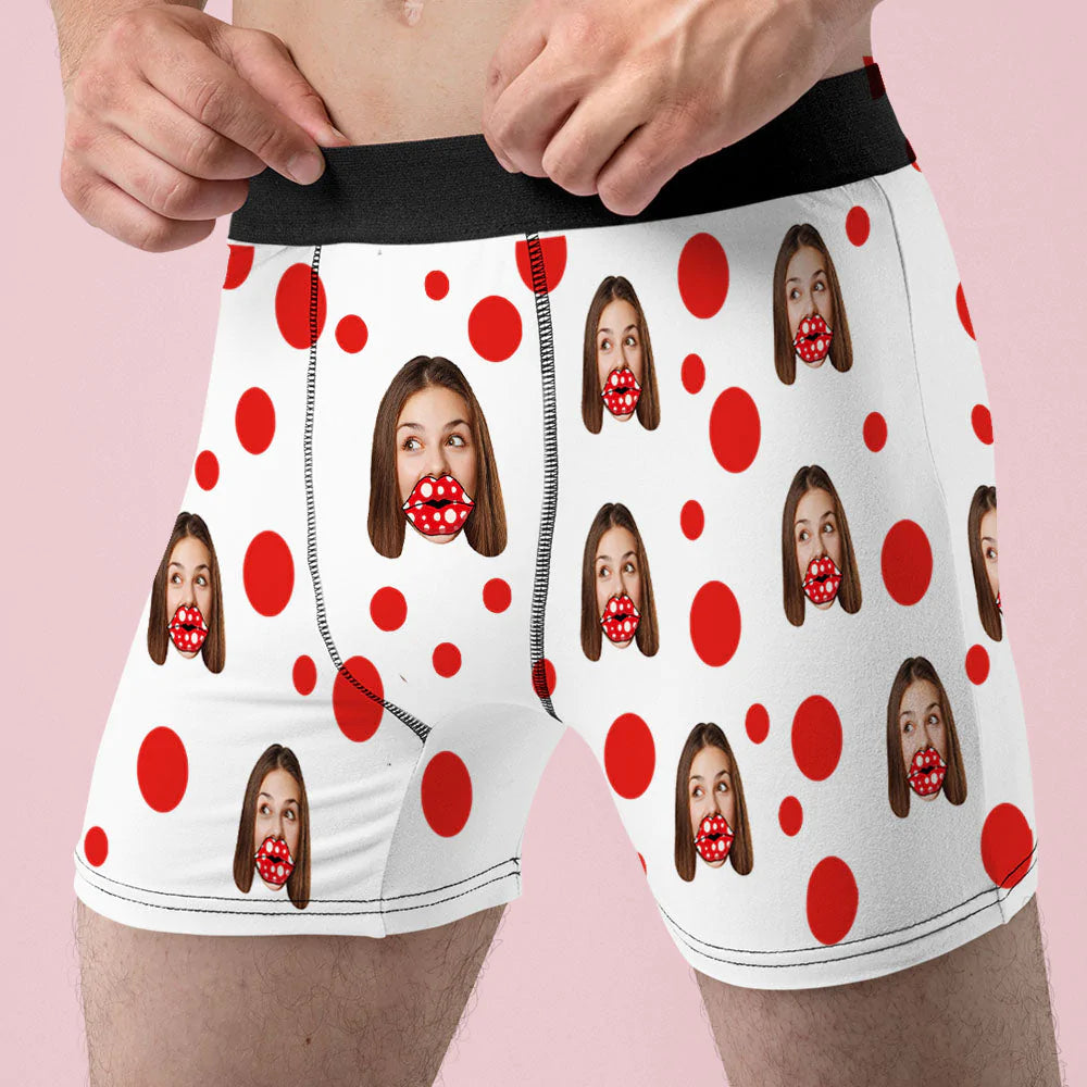 Boxers Visage Lèvres Personnalisés Boxer Personnalisé Cadeau Saint Valentin Pour Amoureux - soufeelfr