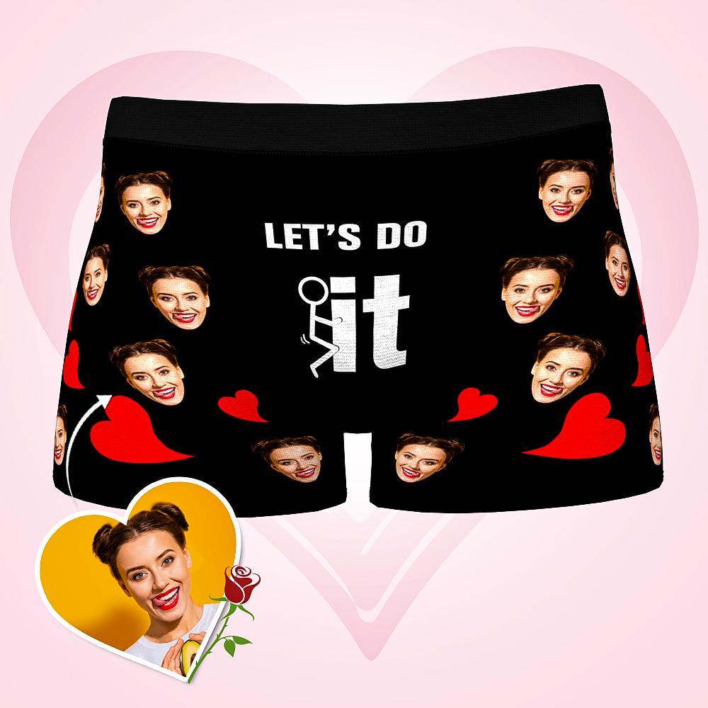 Culotte Boxer Personnalisé Visage Petite Amie Let's Do It Culotte Boxer Homme Cadeau Pour Amoureux