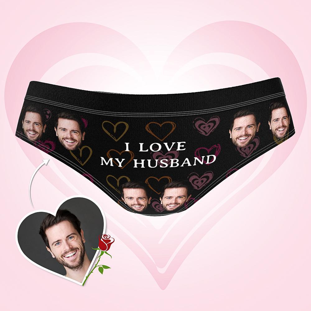 Culotte Boxer Visage Personnalisé J'aime Mon Mari, Thème Échancré Pour Femme