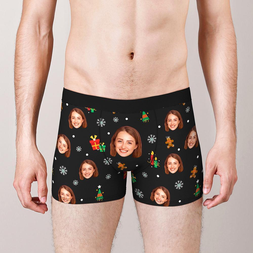 Cadeau De Noël Personnalisé De Sous-vêtements Photo Personnalisés De Shorts De Boxeurs De Visage Drôle Pour Les Hommes