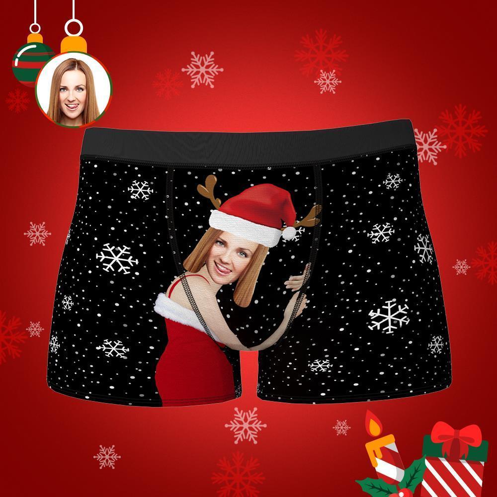 Short Personnalisé De Boxeur De Visage De Petite Amie Cadeau De Noël De Sous-vêtements Photo Personnalisés Pour Les Hommes