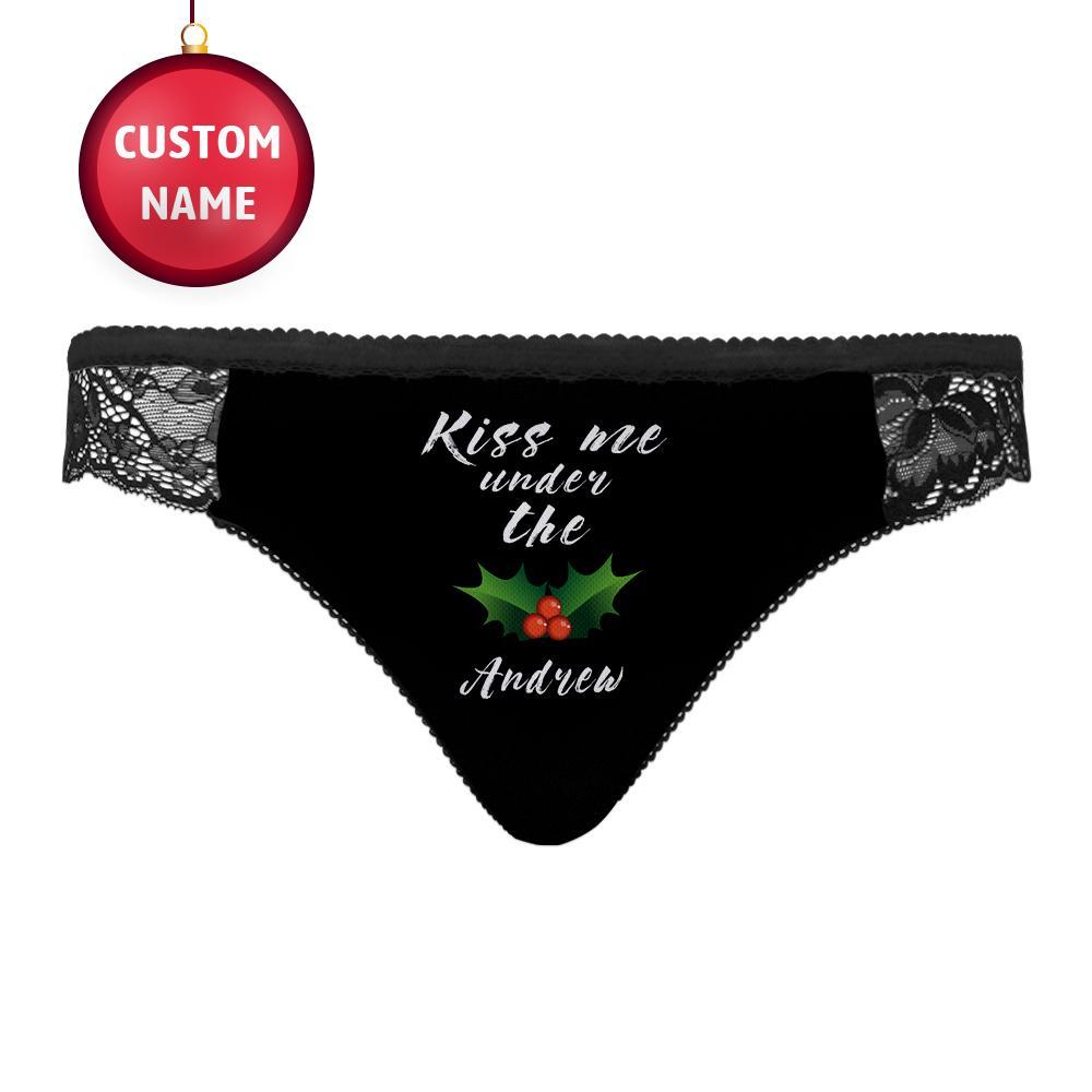 Nom Personnalisé Culotte En Dentelle Femmes Culottes Sexy Embrasse-moi Sous Le Gui