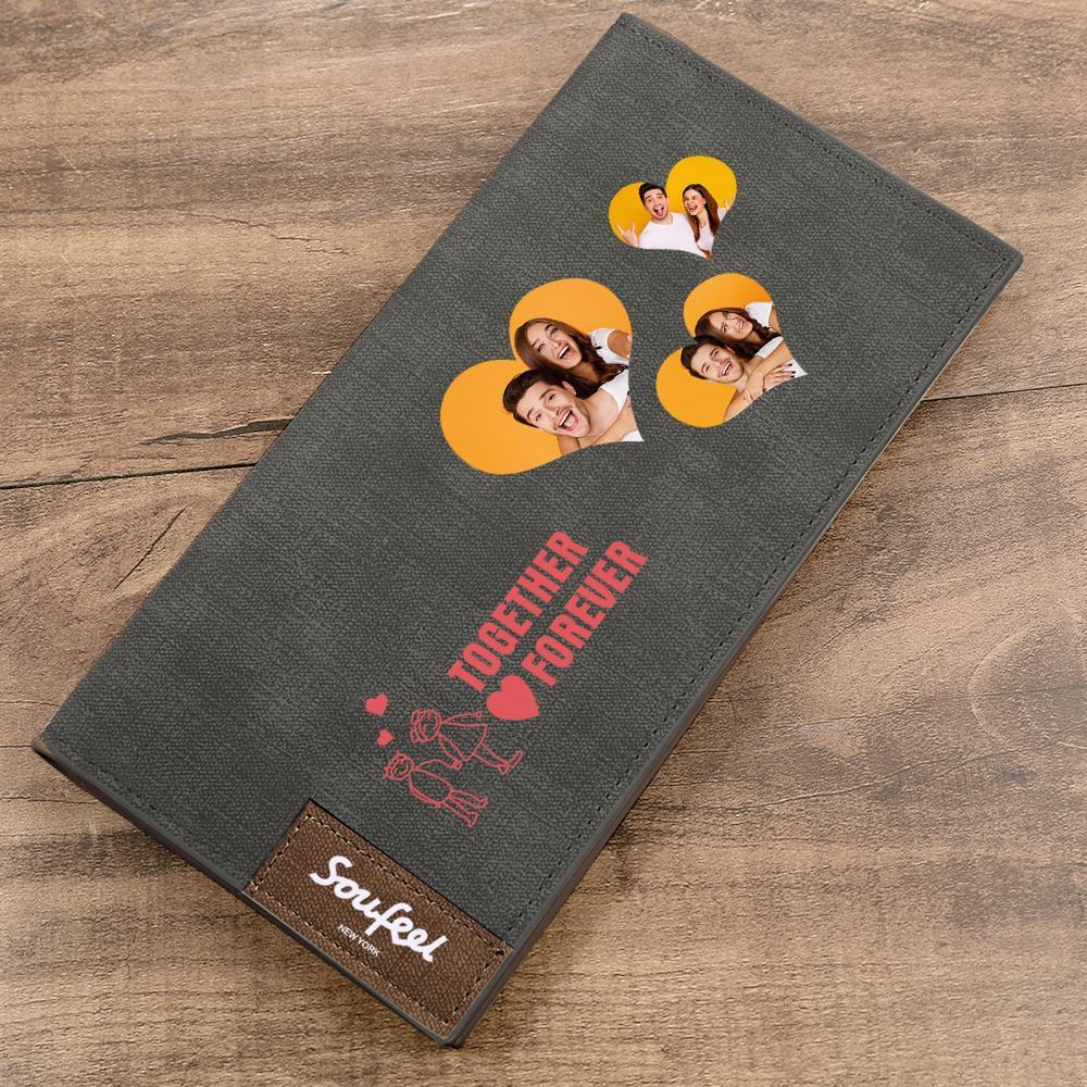 Portefeuille Photo Personnalisé Style Long Pliant Inscription Personnalisée Portefeuille Gravé Cadeau Couple - soufeelfr