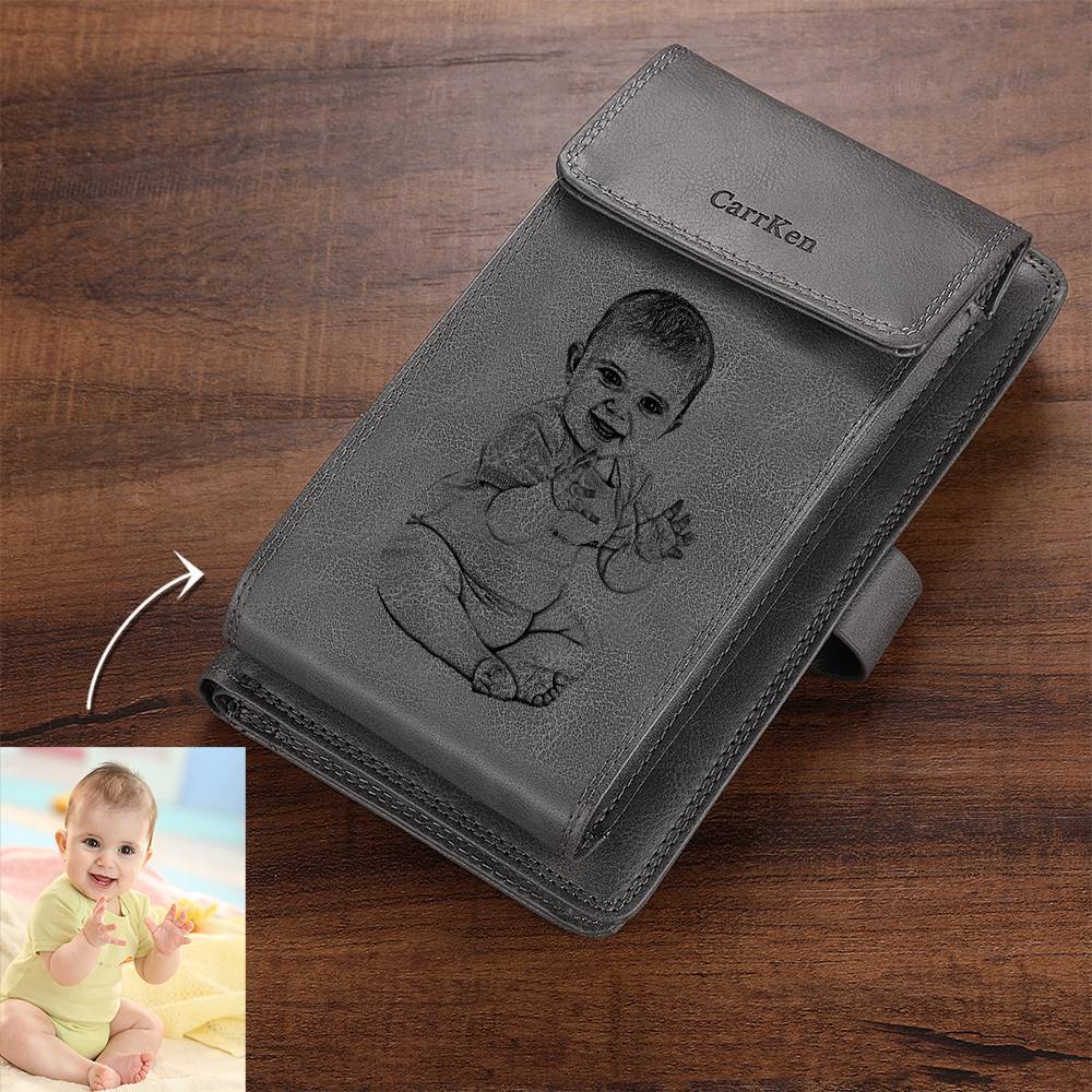 Portefeuille Gravé En Photo Homme Personnalisé Portefeuille Téléphone Portefeuille Coque