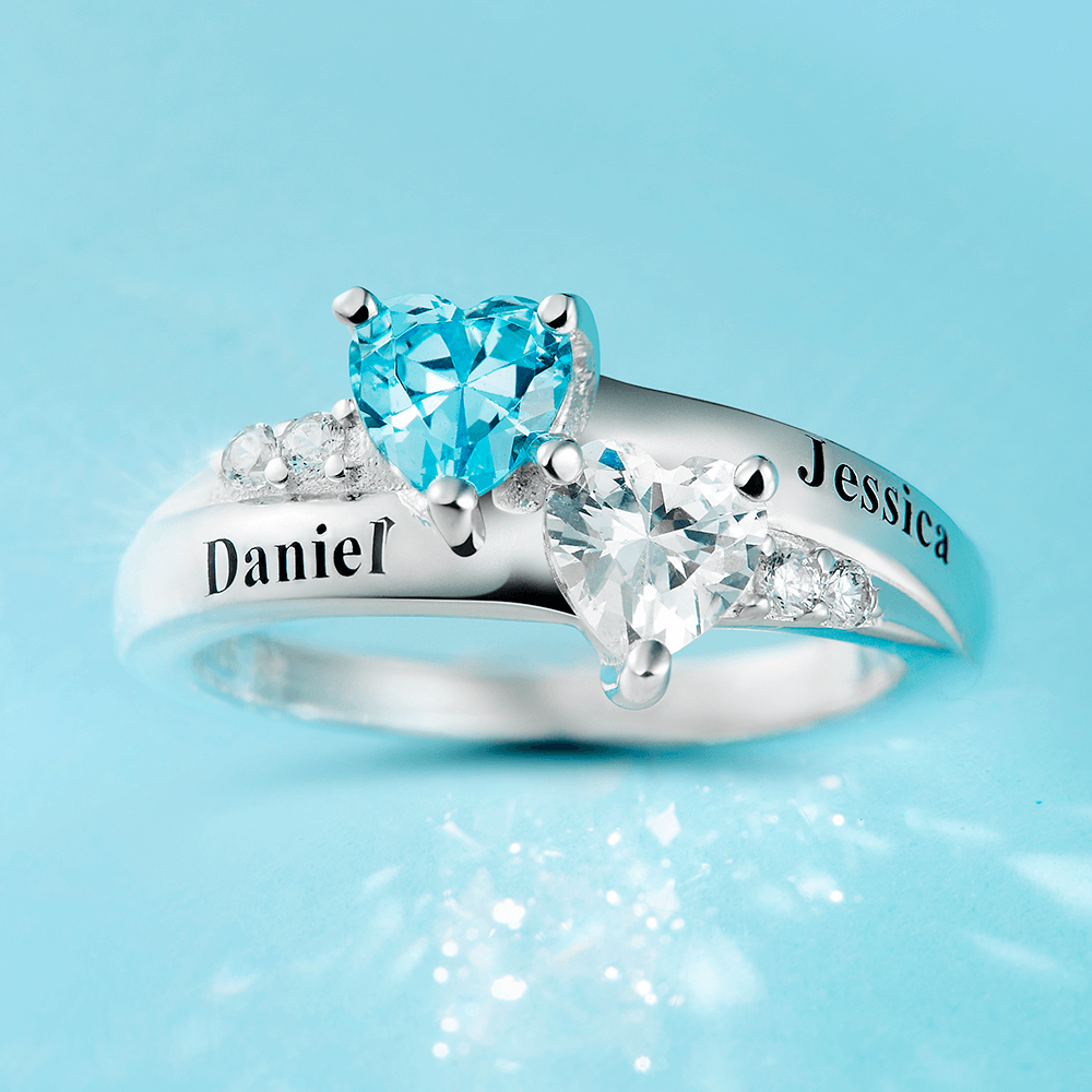 Gravable Bague De Pierre De Naissance Argent