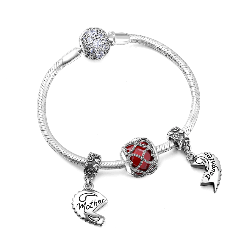 Bracelet Personnalisé Bracelet Complet Amour Infini De Mère Et Fille En Argent
