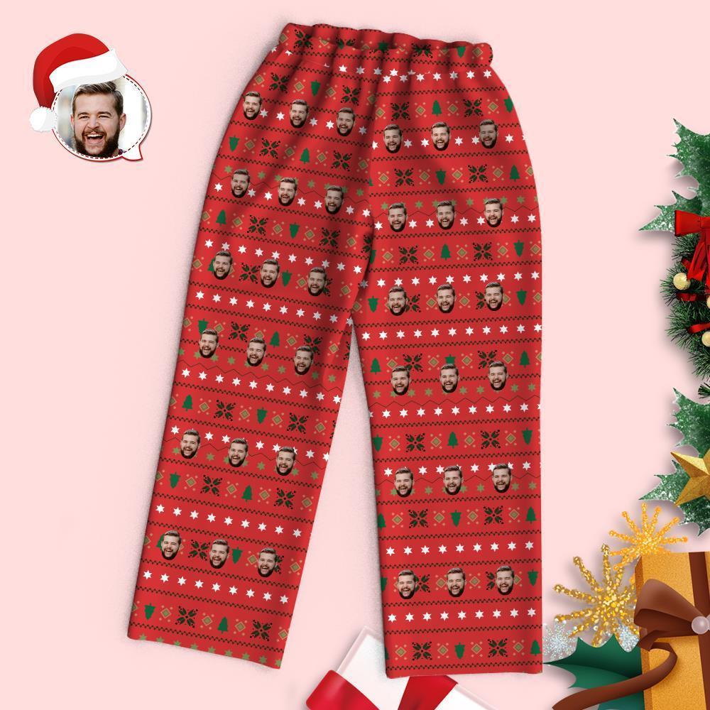 Pyjama De Sapin De Noël À Rayures De Visage Personnalisé