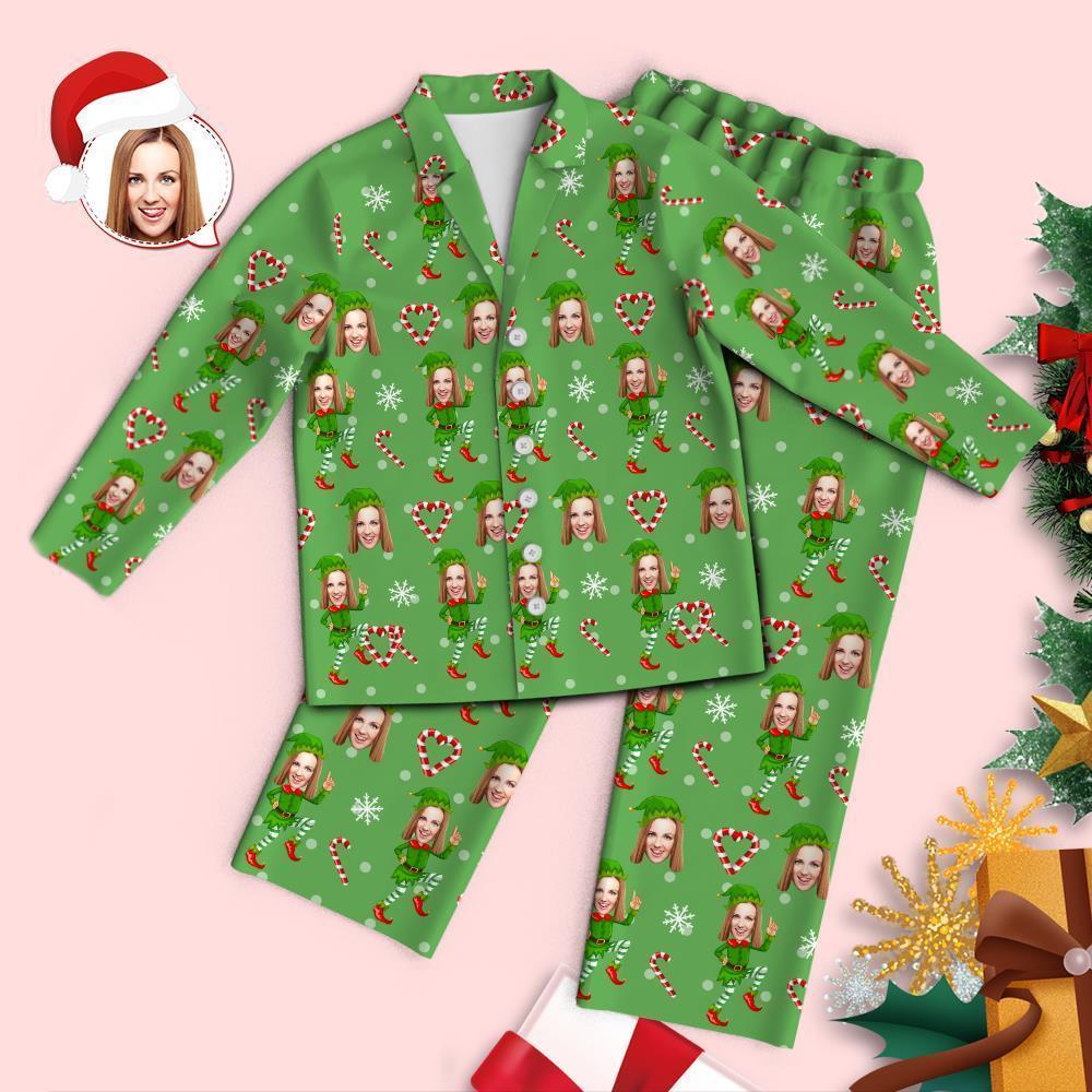 Cadeau De Noël Personnalisé De Pyjama D'elfe De Noël De Visage Personnalisé