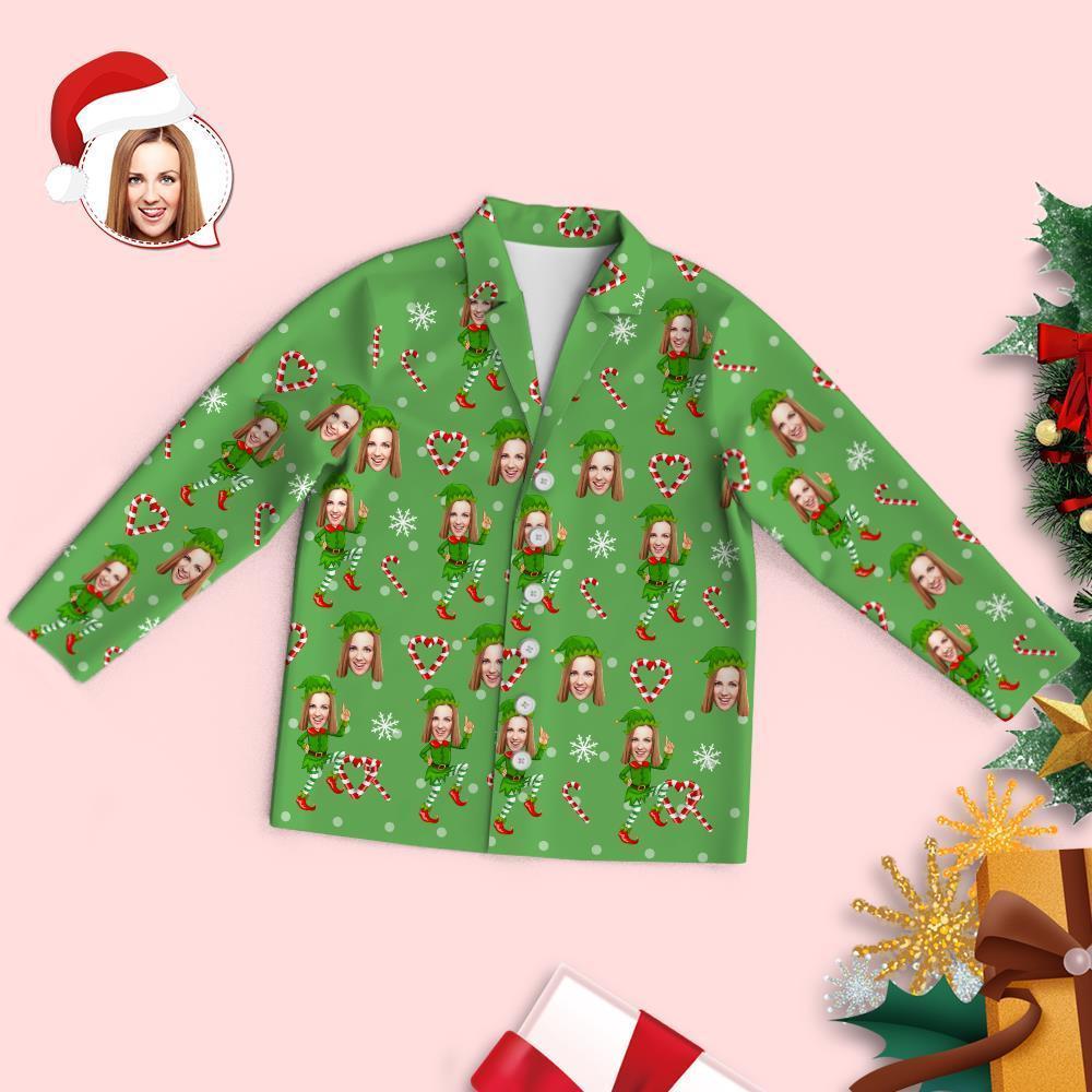 Cadeau De Noël Personnalisé De Pyjama D'elfe De Noël De Visage Personnalisé