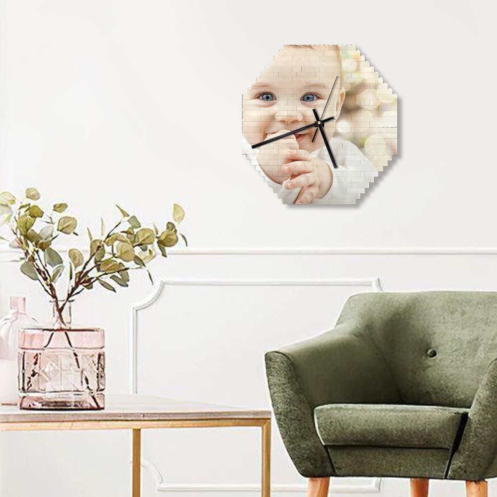 Blocs De Construction Personnalisés Horloge Murale Puzzle Personnalisé Photo Horloge Brique Cadeau Pour Les Enfants - soufeelfr