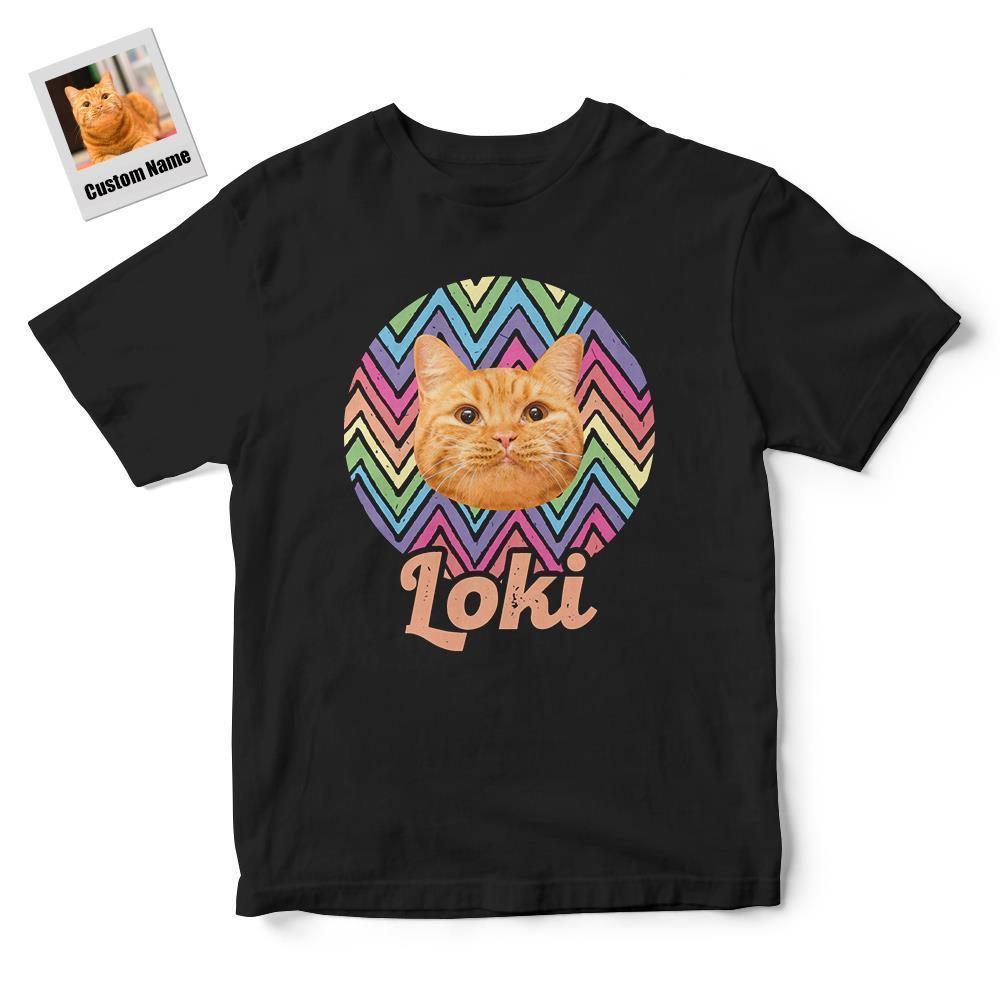 Cadeau Personnalisé De T-shirts Arc-en-ciel Gravés De Photos D'animaux De Compagnie Pour Les Amoureux Des Chats