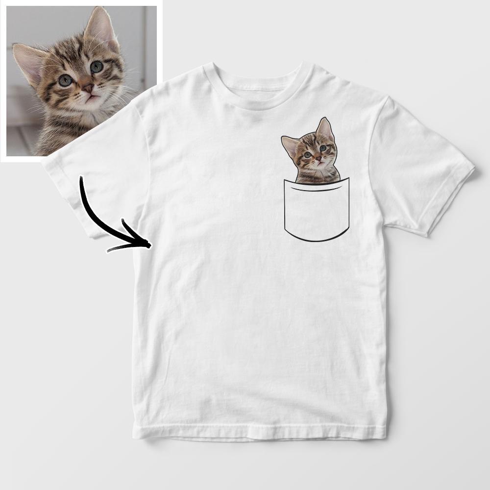 T-shirt De Cadre D'animal Familier Personnalisé Chemise De Poche De Fausse Photo Personnalisée