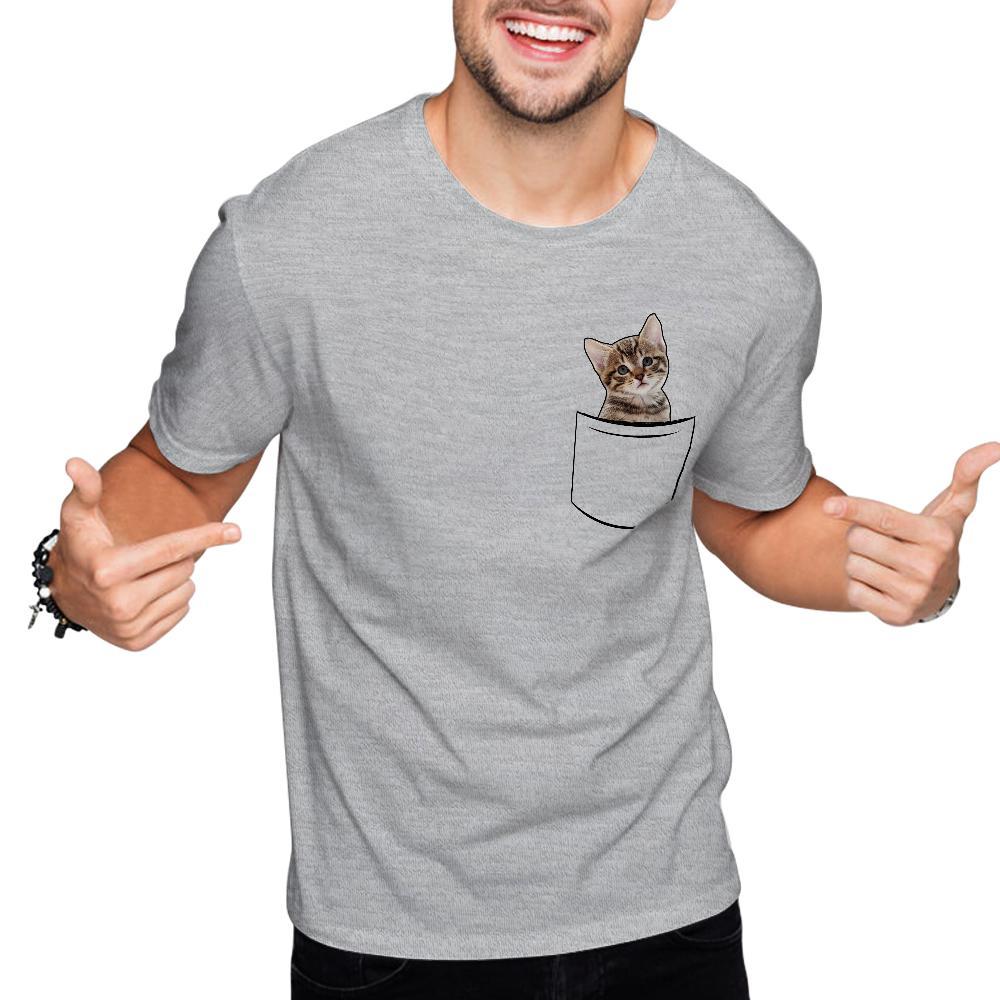 T-shirt De Cadre D'animal Familier Personnalisé Chemise De Poche De Fausse Photo Personnalisée