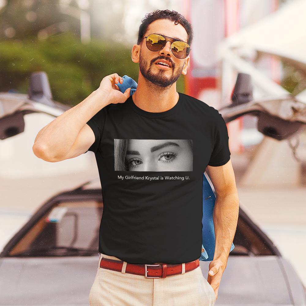 T-shirt Photo Yeux Gravé Personnalisé Yeux Motif Vêtements Pour Homme