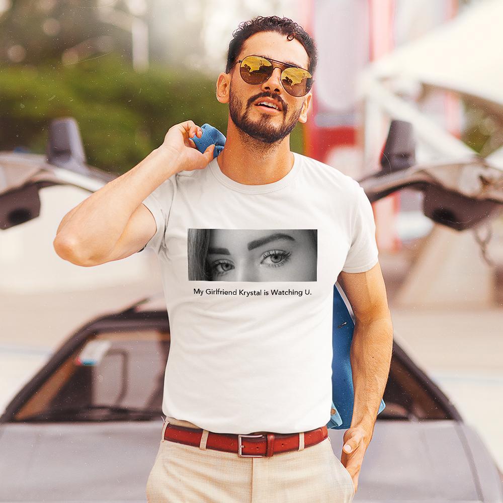 T-shirt Photo Yeux Gravé Personnalisé Yeux Motif Vêtements Pour Homme