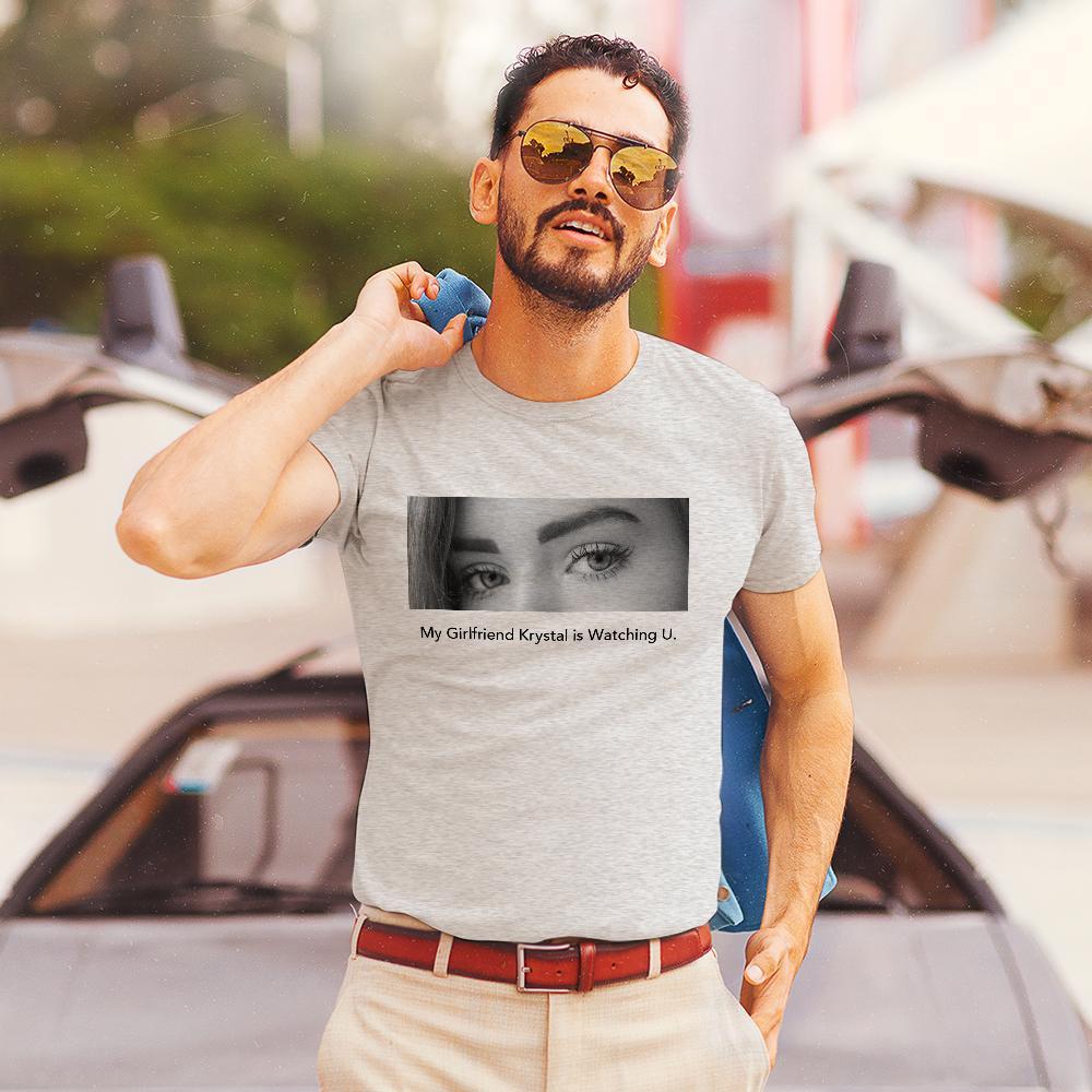 T-shirt Photo Yeux Gravé Personnalisé Yeux Motif Vêtements Pour Homme