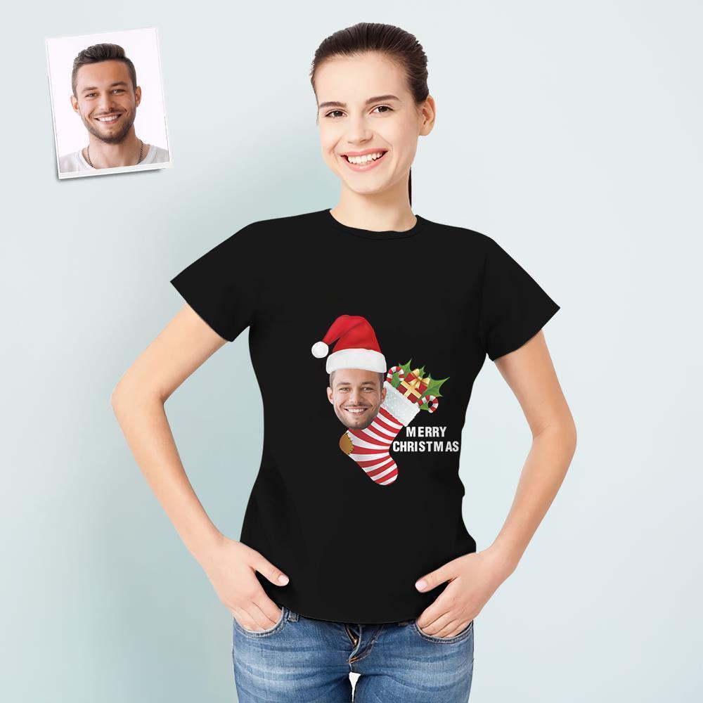 T-shirt Personnalisé Pour Femmes, Bas De Noël Avec Cadeaux, Chemise De Famille De Noël