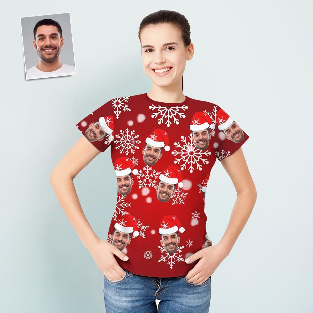 T-shirt Personnalisé Pour Femmes, Cadeaux De Noël, Flocon De Neige, T-shirt Imprimé Sur L'ensemble