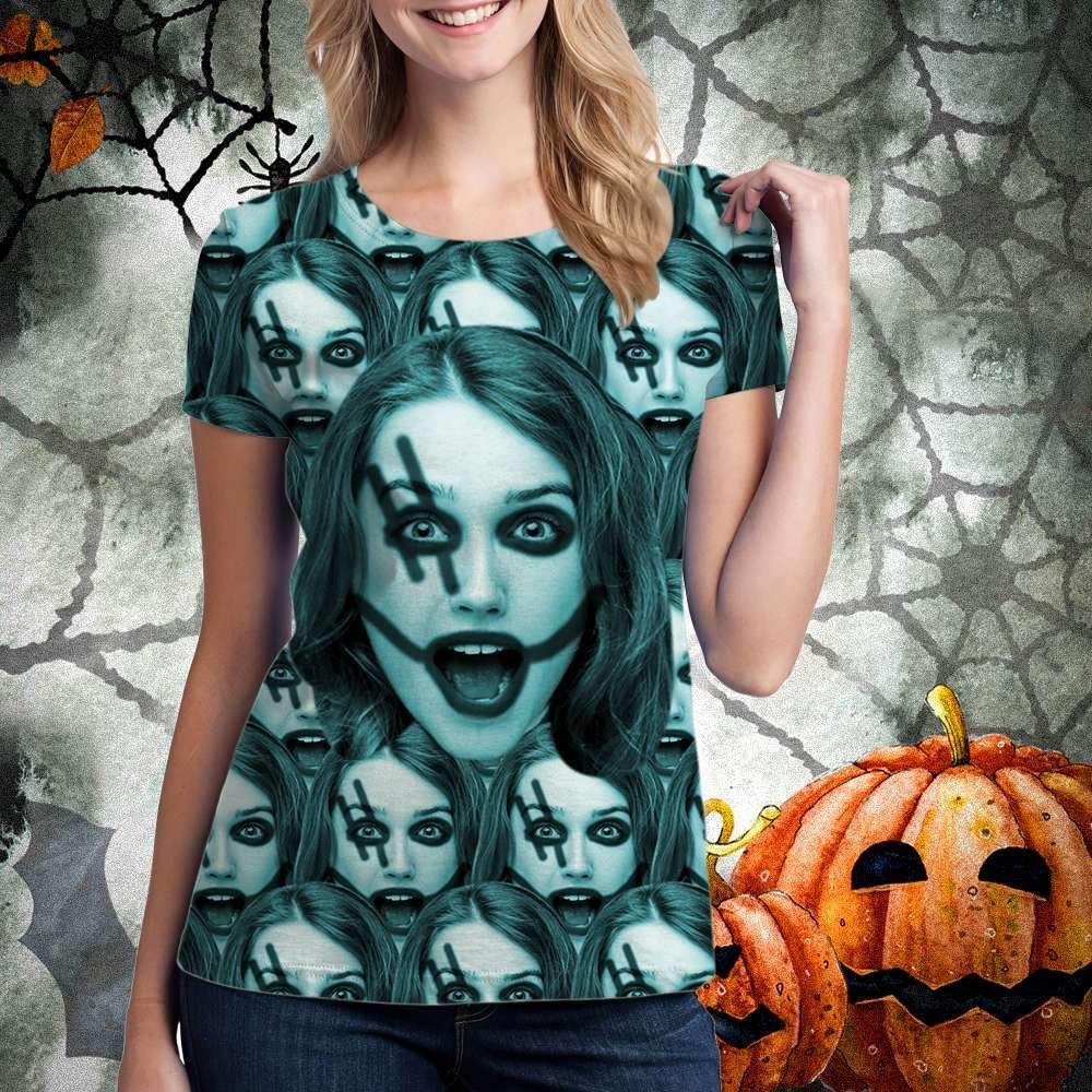 Visage Personnalisé Smash Horror T-shirt Halloween All Over Print T-shirt