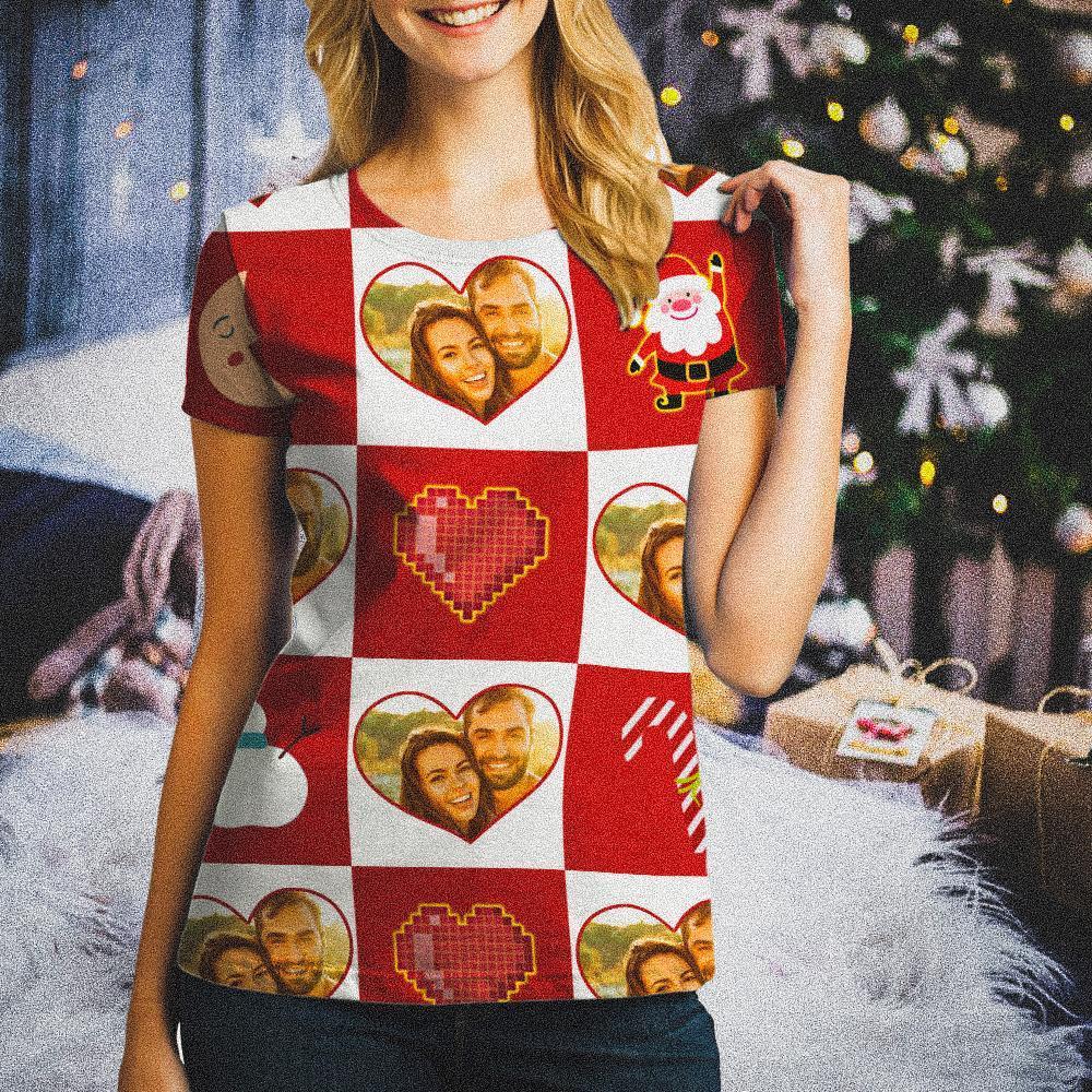 T-shirt Personnalisé De Bonhommes De Neige De Visage Cadeau De Saint-valentin Pour Les Hommes Et Les Femmes