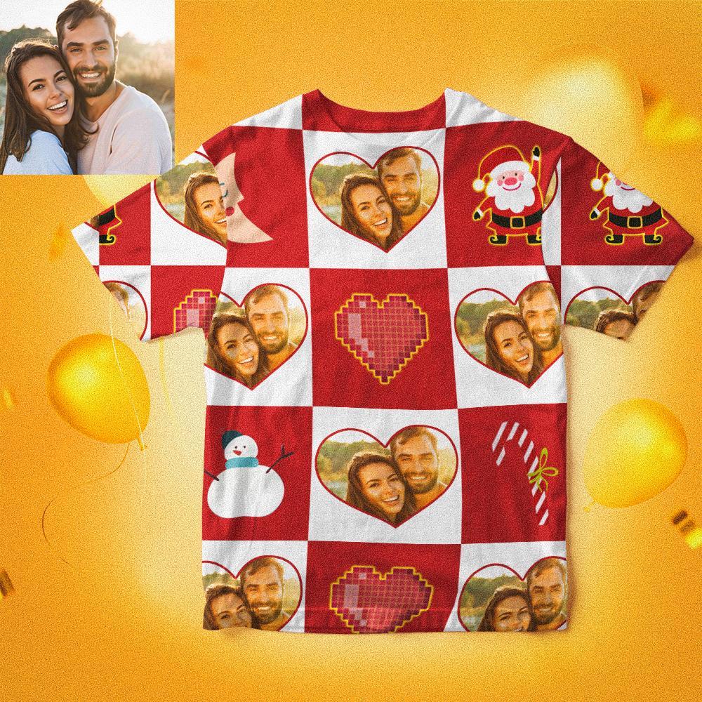 T-shirt Personnalisé De Bonhommes De Neige De Visage Cadeau De Saint-valentin Pour Les Hommes Et Les Femmes