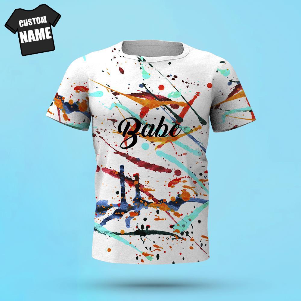 Personnalisé Gravé Tie Dye T-shirt Peinture Splash Unisexe Tie Dye Chemise Cadeau Pour Amis - soufeelfr
