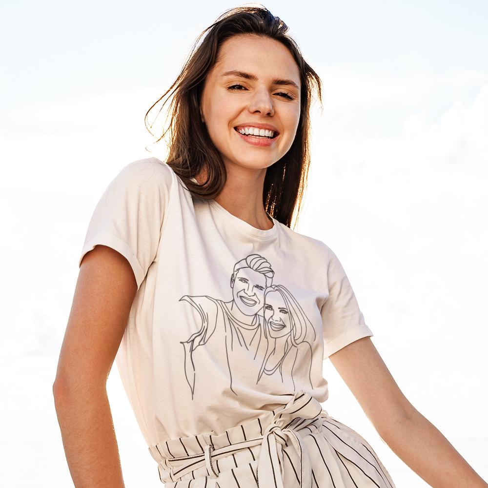 T-shirt D'art En Ligne Personnalisé Avec Votre Photo, Cadeau Pour Les Couples - soufeelfr