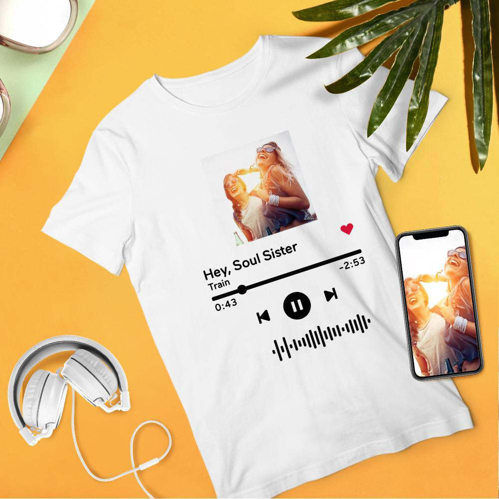 T-shirt À Code Musical Scannable Personnalisé T-shirt Gravé Avec Photo Unisexe Meilleurs Amis