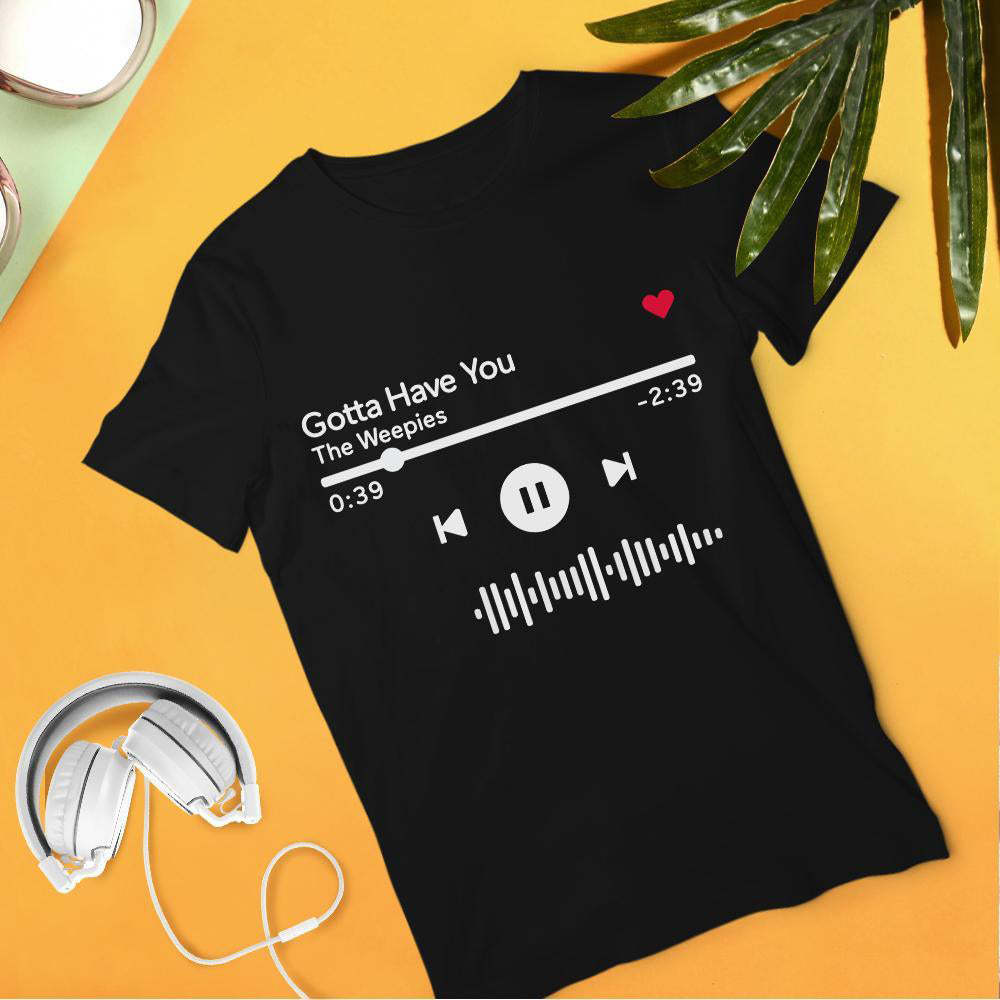 T-shirt Scannable Music Code T-shirt Gravé Cadeau Unique Unisexe