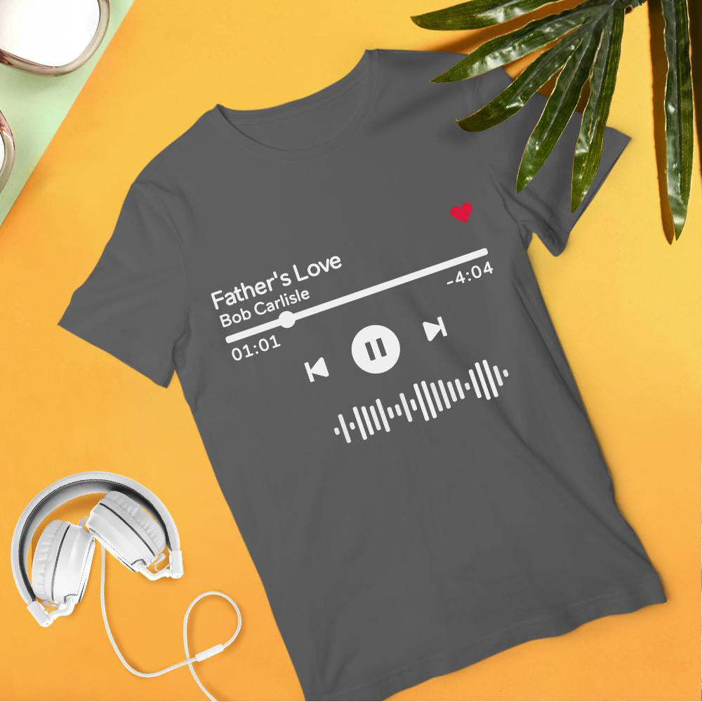 Scannable Music Code T-shirt Gravé T-shirt Unisexe Gravé Personnalisé Musique Chanson Cadeaux Pour La Famille