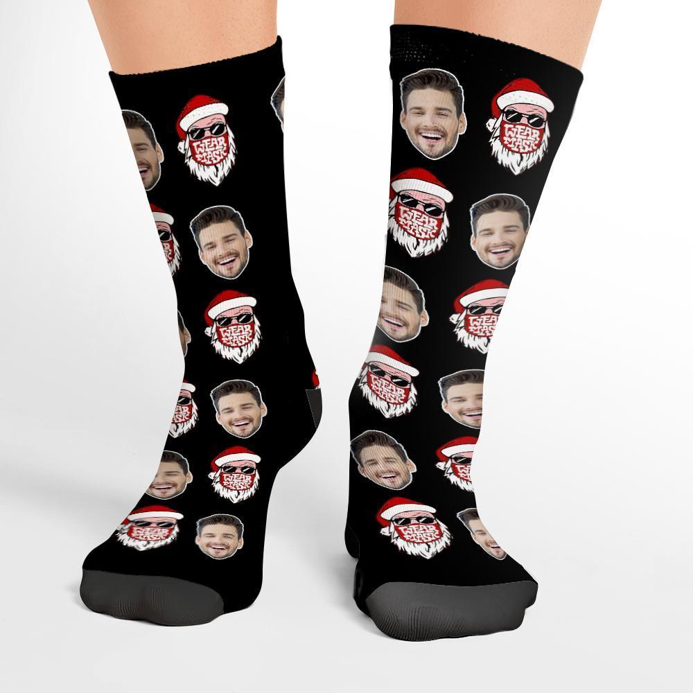 Chaussettes Photo Personnalisées Chaussettes De Noël Père Noël Joyeux Noël